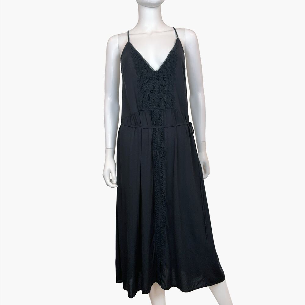 VICTORIA'S SECRET Crochet Lace Sleeveless Racerback Midi Dress (Black | Size S)